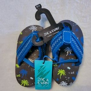 New Zac & Evan Boy's Sandals Palm Trees Sz 5/6